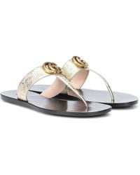 gucci-Metallic-Sandalen-aus-Leder