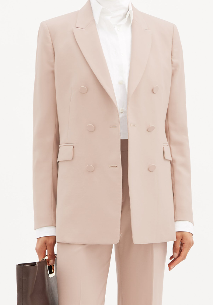 matchesdouble-breastedwoolgraindepoudrejacket