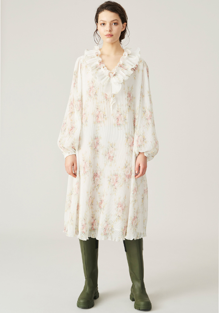 gannirecycledplatedgeorgettevneckmidi