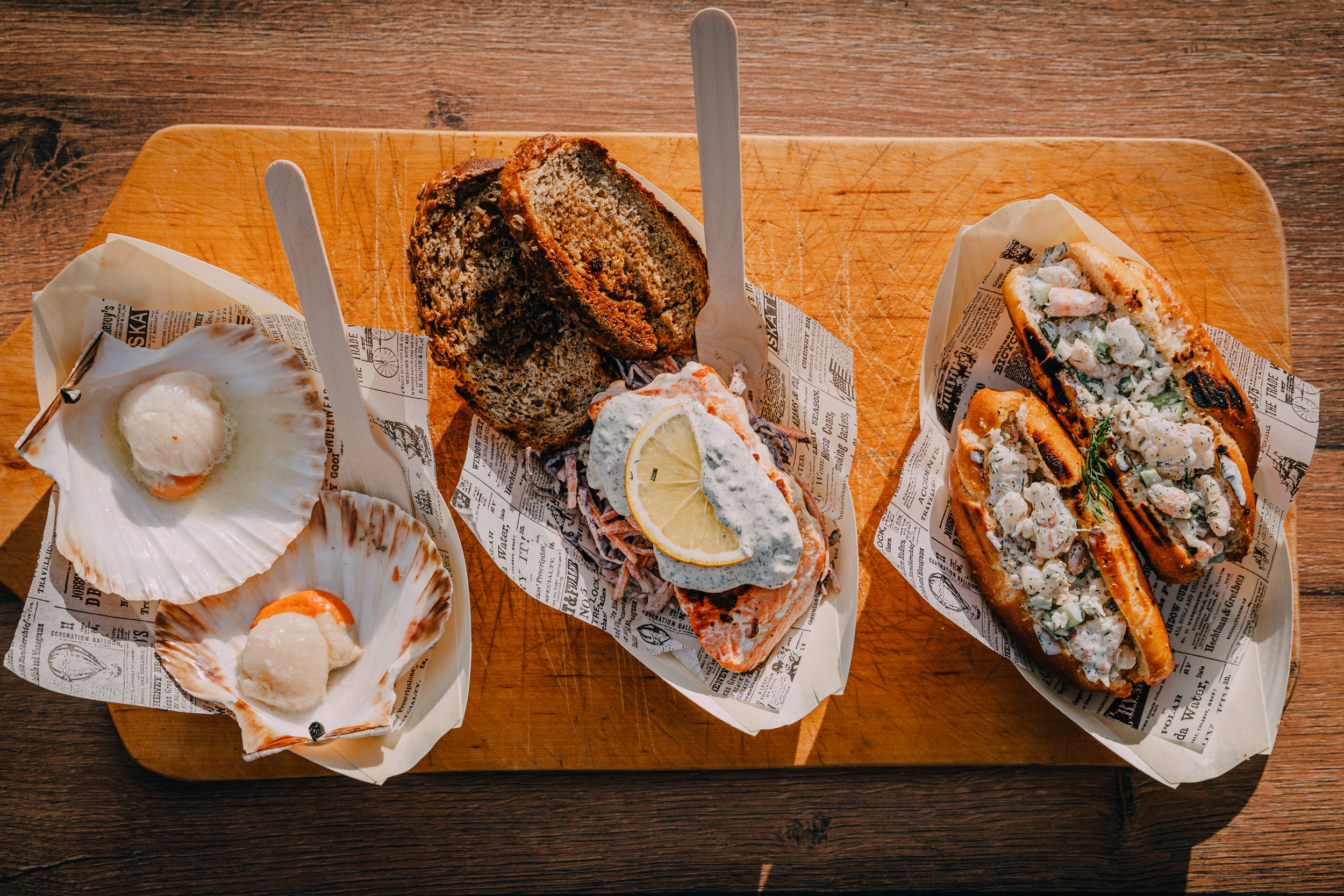 TAIKA SHRIMP SANDWICH _ TAIKA SALMON _ ARCTIC SCALLOP