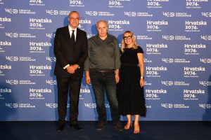 Davor Tomašković, astronom Korado Korlević i Maja Weber